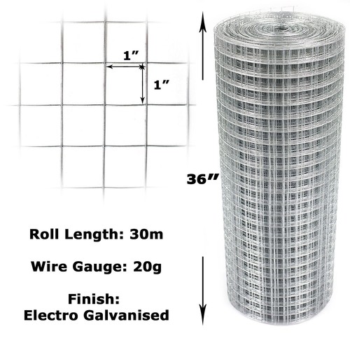 Welded wire mesh - mesh, 1"x1"x30m